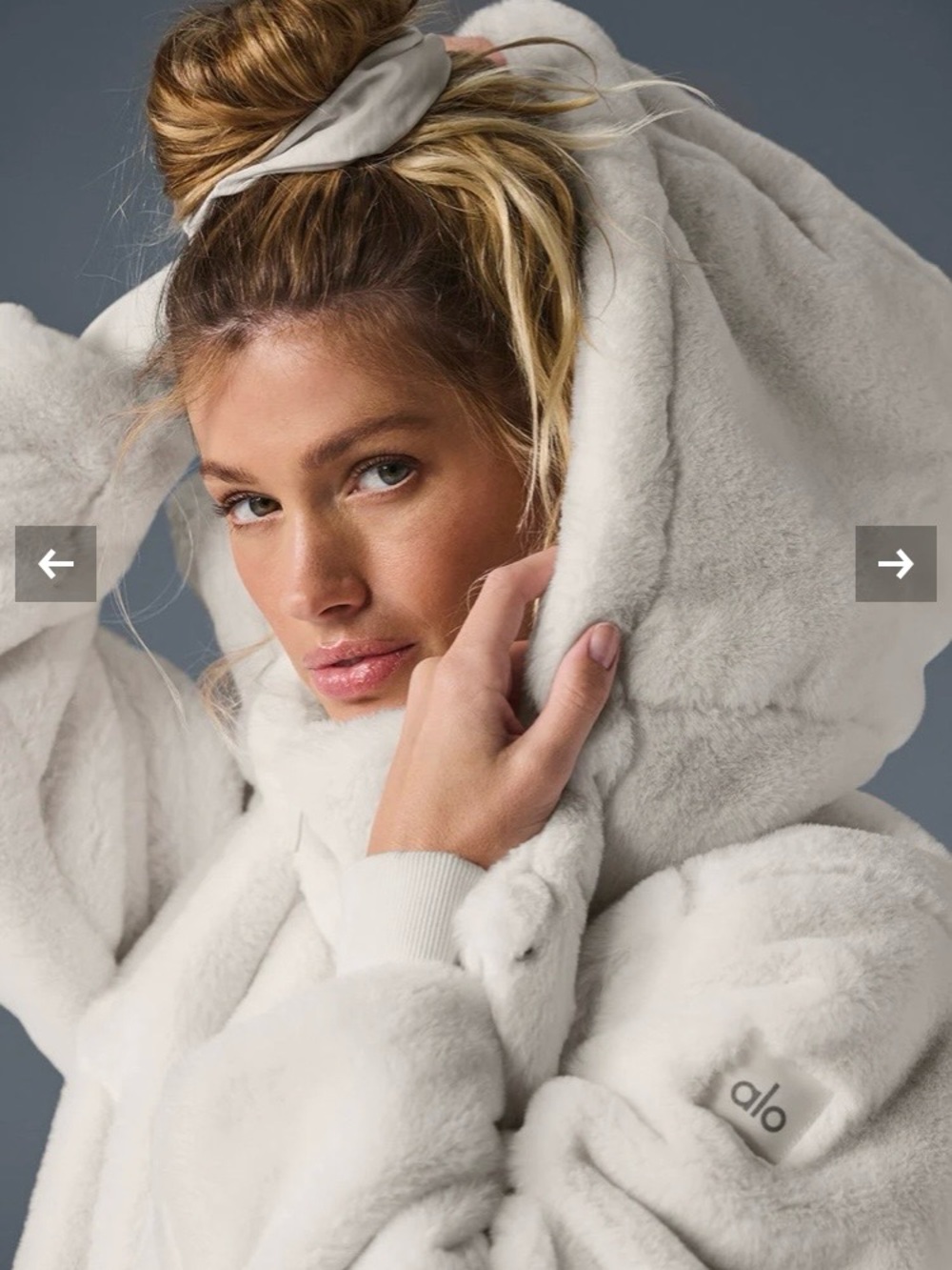 NWT ALO faux fur foxy ivory jacket removal hoodie - Picture 3 of 13